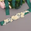 Ceintures de mariage TRiXY S323-I Ceinture Ivoire pour robe de maternité Floral Mariée Femmes Rustique Mariée Rose Fleur Perle Sash