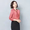 Coréen Soie Femmes Blouses Femme Satin Chemise Élégante À Manches Longues Solide Plus Taille Blusas Mujer De Moda 210531