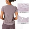 L-045 Femmes Mesh Dos Respirant Yoga Hauts De Sport Couleur Unie Séchage Rapide Chemise Running Fitness Casual Gym Vêtements Femmes À Manches Courtes Tee T-Shirt