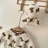 Milancel 2021 Höst Ny Baby Kläder Set Bär Blus och Bloomer 2 st Baby Suit Boys Outfit Toddler Girls Clohes G1023