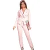 Women's Two Piece Pants Spring 2 Pieces Women Suits Formal Blazer Tuxedos Pink Doubel Breasted Jacket With Set Mother Of Bride Evening Party