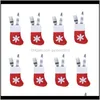 Mini Stocking Snow Design Xmas Cute Home Dekoracje Skarpetki Boże Narodzenie Prezenty Spoons Forks Torba BZPQN QYMEO