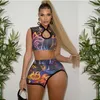 Women Clothing Two Piece Set Women Spring Sexy print crop tops+Skirt Sets skinny clubwear Club Outfits Streetwear Wholesale X0709