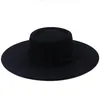 Geizige Krempe Hüte 2021 Winter Fedora Fedoras Für Frauen Mode Bowknot Flache Breite Wollfilz Jazz Top Cap Eimer Hut5693446