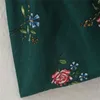 Groene Floral Print Mini Jurk Dames Lente Hoge Neck Puff Sleeve Casual Es Woman Ruche Vintage 210519