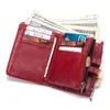 Fashion Genuine Leather Hasp Double Zipper Design Coin Purse ID Card Holder Short Wallet
