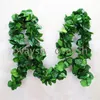 90 잎 2.3m 인공 녹색 포도 잎 다른 보스턴 아이비 덩굴 장식 가짜 꽃 지팡이 도매