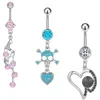 Blue Pink Black Color Skull Vintage Navel Piercing & Bell Button Rings Surgical Stainless Steel for Women Fashion Summer Beach Party Jewelry