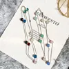 Luxury Brand Colors Cubic Zirconia Stones Square Crystal Long Necklace Full 3A Zircon Sweater Chain Women Fashion Jewelry