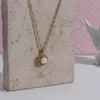 Trendy Water Wave Chain Pearl Pendant Rvs Vergulde Waterdichte Tarnering Zirkoon Ketting voor Vrouwen