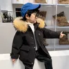 Neue Kinder Daunenjacke Mittellange Dicke Jungen Parkas Kleidung Winter Baby Mädchen Echter Waschbär Pelzkragen Mantel TZ724 H0909