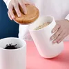 Opslagflessen potten witte porseleinen thee -potje eiken cover gepigmenteerde keramische caddy Chinese accessoires kan containers tank