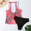 Tankini Swimsuits Mulheres Floral Impressão Swimwear Dois Peças Swimsuit Feminino Bathher Bathing Suits Summer Beach Wear Swim 210521