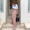 Vintage Elegant High Waist Korean Chic Slim Chiffon Floral Mermaid Skirts Women Mujer Faldas Fashion Trumpet Clothing Wrap Hip 210610