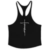 Fitness Jungs Fitnessstudio Kleidung Bodybuilding Stringer Tank Top Männer Baumwolle Abgerundeter Saum Y-Rücken Ärmelloses Hemd Trainingsweste Unterhemden 220302