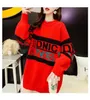 H.SA-vrouwen oversized trui jumpers lange mouw letters gedrukt lange trui truien zwart groen vintage trek femme tops 210716