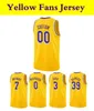 Maillot de basket Carmelo Anthony # 7 Davis # 3 Russell Westbrook # 0 Rondo # 4 James # 6 Howard # 39 maillots de fans jaunes hommes S-6XL