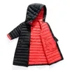 Kız Kızlar için Kız Ceketler Çocuk Sonbahar Kış Ceket Giyim Çocuk Kapşonlu Ince Pamuk Yastıklı Ceket Parka Uzun Palto H0909