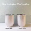 DIY Sublimation Straight 12oz Glitter Wine Tumblers Mugs White Blanks Liqueur Verre En Acier Inoxydable Double Paroi Isolé Vide Oeuf Bouteilles D'eau LOW MOQ