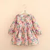 Herbst Frühling 2-10 Jahre Geschenk Kleidung Süße Nette Lange Hülse O-ansatz Voller Druck Prinzessin Schule Baby Kinder Mädchen blumen Kleid 210701