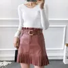 elegant pu leather skirt women Sexy mini Streetwear high waist chic belt pleated korean black falda mujer 210521