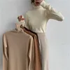 YITIMOKY Turtleneck Kazak Kadın Güz 2021 Kazak Kış Vintage Giysi Tops Slim Elastik Yumuşak Gömlek Kahverengi Siyah Beyaz Yeni X0721