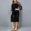 Plus Size Clothing For Women Midi Dress Mother Bride Groom Outfit Elegant Sequins Wedding Cocktail Party Summer 2022 5XL 6XL G220307