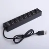 Hubs 7 poort USB Splitter Draagbare gegevenshub met individuele aan / uit-schakelaar en LED-overspanningsbeveiliging