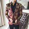 Herenpakken Blazers 2021 Rode Afdrukken Geborduurde Blazer Jurk Zakelijke Pak Casual Slanke Twee Gesp Party Wedding Jacket