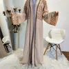 Этническая одежда Рамадан Мусульманин Открытое Абая Кимоно Femme Musulmane Sequin Abayas Для Женщин Дубай Кафтан Хиджаб Платье Ислам Джеллаба