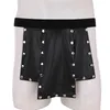 Cintos Mens Novidade 6 Painéis Faux Leather Metal Studded Kilt Flirty Lingerie Dress Baixo Cintura Rebite Rebite Scottish Skirt Clubwear