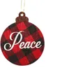 24 Pieces Buffalo Plaid Christmas Ornament Wood Hanging for Xmas Tree Decoration Holiday Home Front Door Farmhouse Decor