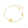 Modeschmuck Sets Dame Frauen Gold-farbe Metall Gravierte 26 Buchstaben Alphabet Anhänger Halskette Armband Brief