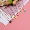 Fjärilshänge halsband för kvinnliga flickor akryl med guldpläterade smycken304U