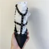 Ücret Kadınlar Rahat Tasarımcı Pompalar Siyah Litchi Deri Çivili Spike Noktası Toe Ayak Bileği Wrap Strappy Yüksek Topuklu Ayakkabı 9.5 cm