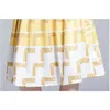 Fashion Runway Sommerkleid Damen ärmelloses Kleid mit geometrischem Druck, lässig, plissiert, Urlaub 210520
