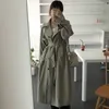 trasporto di goccia coreano couverture collare sash trench cappotti donna lungo sciolto moda femminile doppiopetto giacca a vento cappotti 97s4
