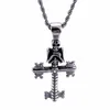Punk Evil Skull Pendant Necklaces For Men Stainless Steel Cross Chain Gothic Biker Jewelry Accessories