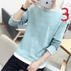 Men's Long Sleeve T-Shirt Korean Trend Autumn and Winter Plus Velvet Cotton Bottoming Shirt Top 210420