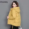 Orwindny vrouwen winterjas korte warme parka vrouwelijke herfst verdikking jas katoen gevoerde capuchon plus size 3XL 210923