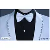 Mens White Diamond Edge 3 PCS SUITS (jaqueta + calça + bowtie) Slim se encaixar estilo elegante noivo ternos com calças traje homme mariage 210522