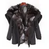 Damesbont Faux 2021 Mode Winterjas Vrouwen Echte Jas Natuurlijke Kraag Lange Parkas Grote Bovenkleding Voering 75cm