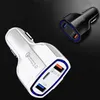 Typ C PD Billaddare 3 USB-portar Fast Snabbladdning Auto Power Adapter 35W 7A Bilar Laddare för telefon Samsung Universal