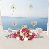 90CM Artificial flower conference table row rose lily hydrangea leaf wedding party decor centerpieces runner 210706