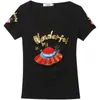 Sommer Casual T-shirt Pailletten stickerei Kurzarm O kragen Top Frauen T Shirt Plus Größe 210507