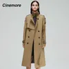 Cinemore ankomst Autumn Top Trench Coat Women Double Breasted Long Outerwear For Lady High Quality Overrock 9003 211021