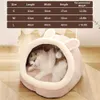 Style Pet Dog Cat Bed Round Plush Cat Warm Bed Comfortable Pet Mat Basket For Small Cats Dogs Tent Cozy Cave Beds Indoor 210713