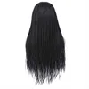 人間の髪のキャップレスウィッグ60cm/24インチボックス編組合成ウィッグシミュレーション編み編みの黒人女性B2623