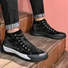 Men Autumn New Fashion First Pigskin Casual Boots Masculino Breathable Mid-high Board Shoes Male Lace-up Comfy Sports Ankle Boot
