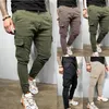 Męskie spodnie Huling Moda Masculina Bolso Fino Urbano Em Linha Reta Calças de Perna Jogging Cargo Spant Casual Magro Lápis